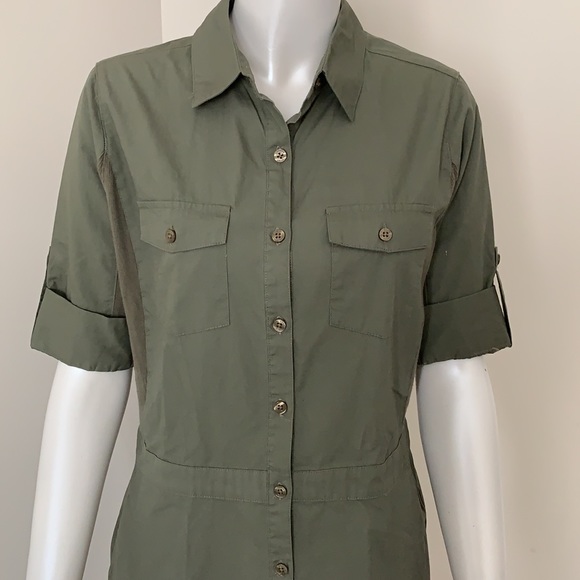 Roots Canada Khaki Small size cotton button dress - Picture 1 of 8